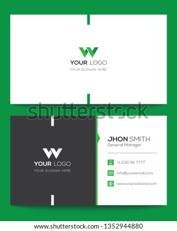 Modern simple business card set, template or visiting card. Vector illustration. - Vector