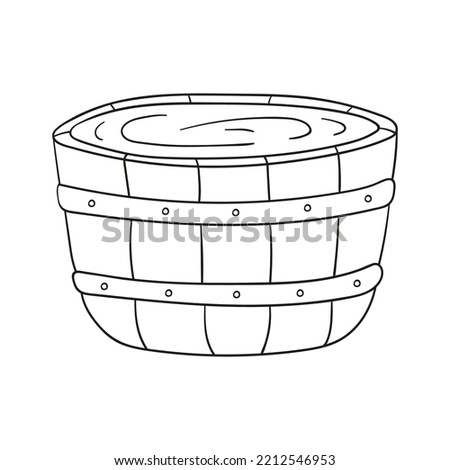 Doodle wooden bowl, tub four sauna isolated on a white background. Hand drawn, simple outline illustration. It can be used for decoration of textile, paper.
