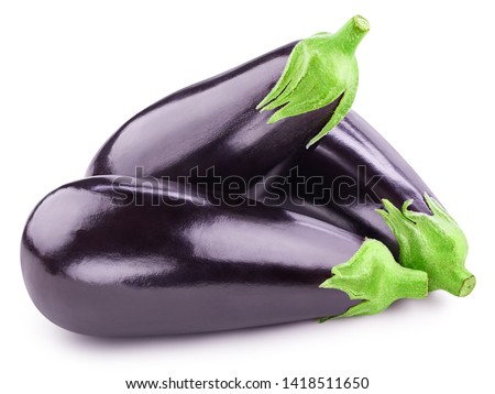 Aubergine eggplant isolated on white. Eggplant Clipping Path. Quality photo for your project.