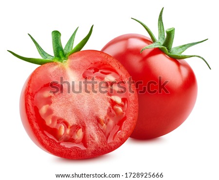 Tomato clipping path. Tomato isolated on white background. Tomato macro shooting