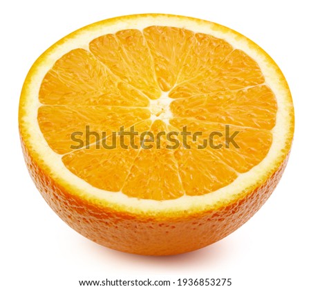 Orange half isolated on white background. Orange on white. Orange with clipping path
