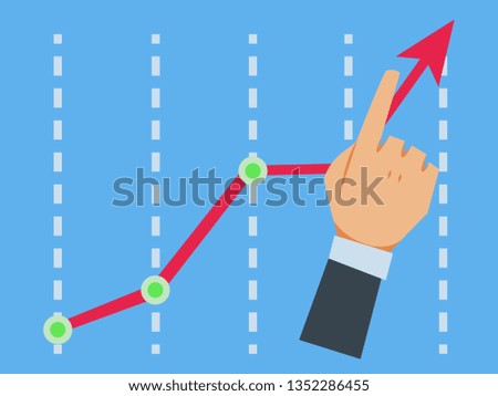 Businessman fingers are pointing At the graph shown Business growth