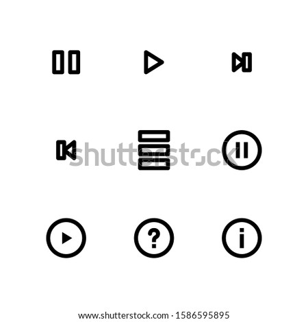 UI Essential icon set = stop, play, next, back, menu, stop, play circle, ask, information