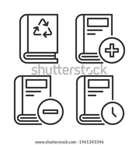 Literature icons set recycle book, add book, delete book, time. Perfect for website mobile app, app icons, presentation, illustration and any other projects.