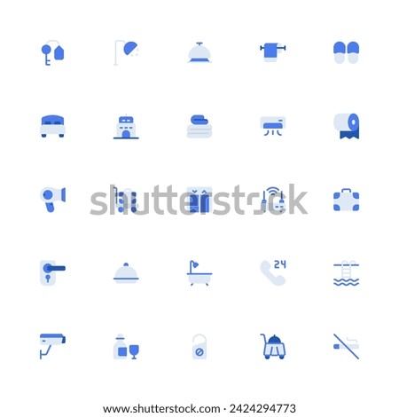 Hotel Icon Collection. Pixel Perfect Hotel Service Monochrome Style 2D Icon