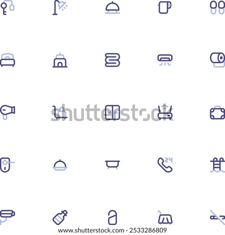 Hotel Icon Collection. Pixel Perfect Marketing Duoline Style 2D Icon