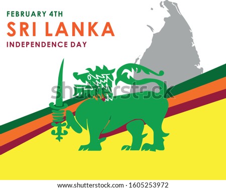 Illustration Of Sri Lanka National Day Banner Or Poster. With National Flag Color Theme Background.