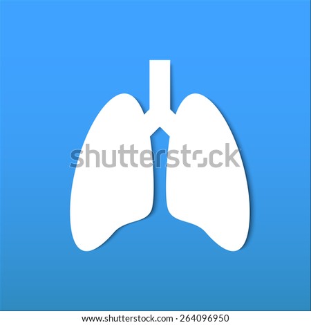 Human lung icon, blue background, health care