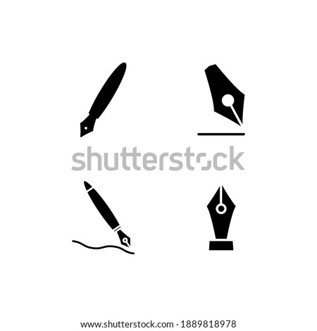 Fountain pen icon vector set