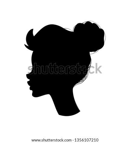 Vector profle of beautiful young woman. Side view portrait