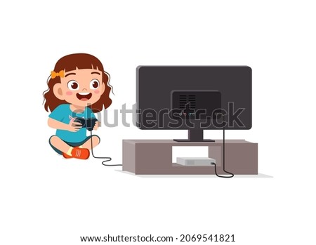 Similar – Image, Stock Photo Girl playing video game in bedroom