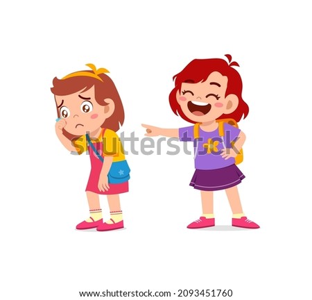 sad little girl get bullied from friend