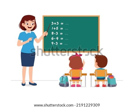 young teacher woman explain in front of class