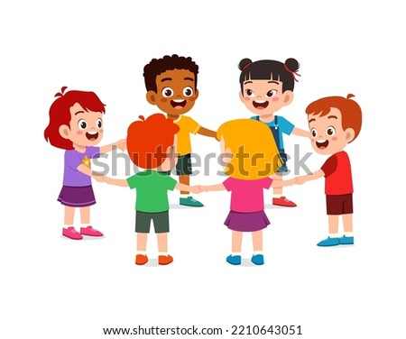 little kid holding hand and make circle formation together