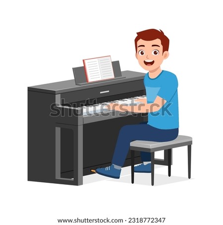 Similar – Image, Stock Photo boy plays piano Piano