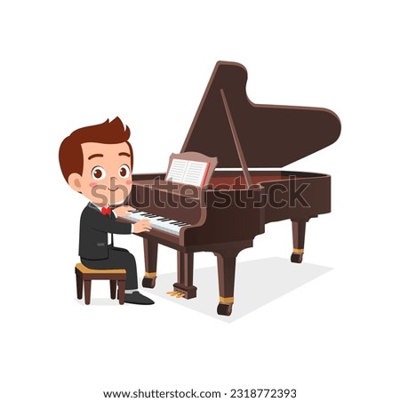 Similar – Image, Stock Photo Boy playing piano at home