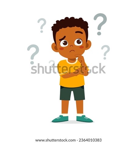 little kid thinking about something and feel curious