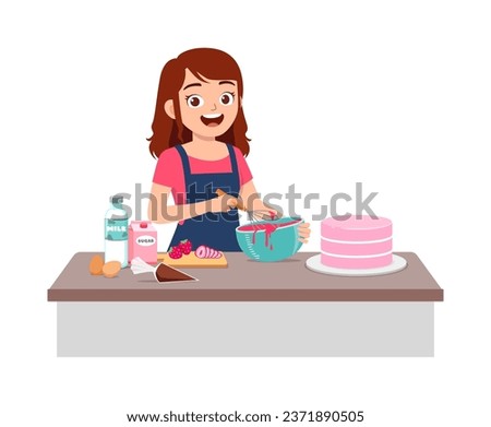 Similar – Image, Stock Photo Strawberry cake with mixed flour