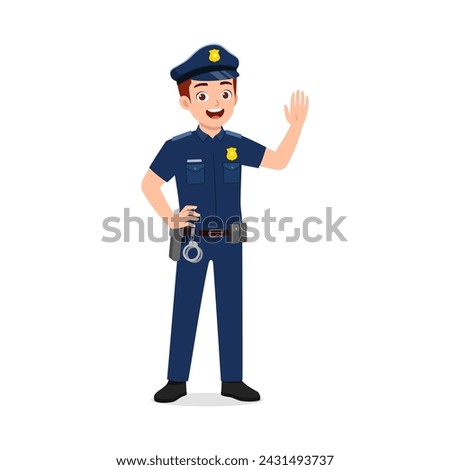 police man standing and waving hand