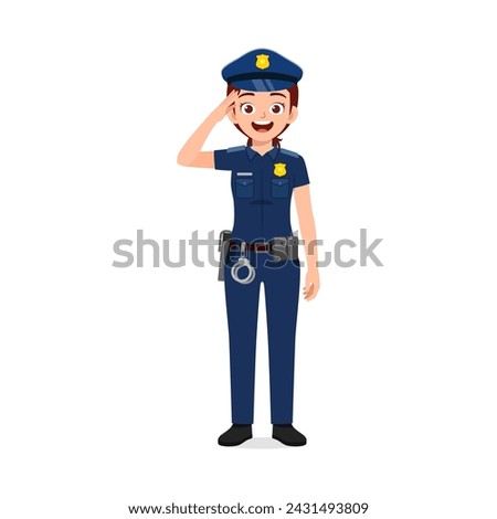 police woman standing and show salute pose