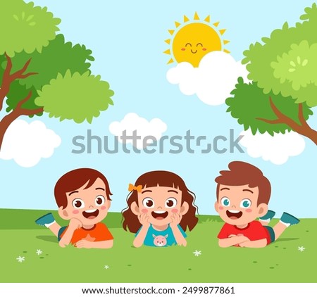 little kid play in the playground with friend