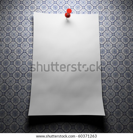 Blank note paper on pattern wallpaper