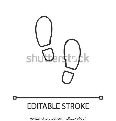Footprints linear icon. Footsteps. Thin line illustration. Evidence. Contour symbol. Vector isolated outline drawing. Editable stroke
