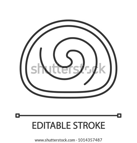 Swiss roll linear icon. Thin line illustration. Sponge cake. Jelly roll. Contour symbol. Vector isolated outline drawing. Editable stroke