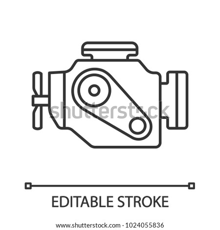 Car engine linear icon. Thin line illustration. Motor. Contour symbol. Vector isolated outline drawing. Editable stroke