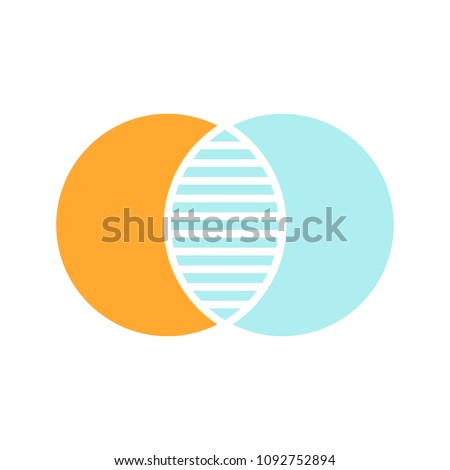 Discrete maths glyph color icon. Overlapping circles. Intersection. Venn diagram. Silhouette symbol on white background with no outline. Negative space. Vector illustration ストックフォト © 
