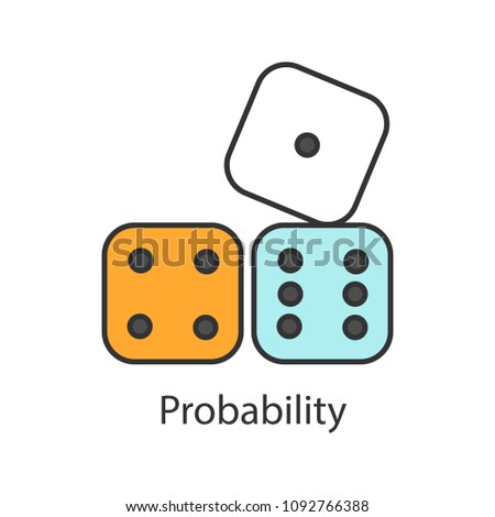 Dices color icon. Probability theory. Gambling. Isolated vector illustration