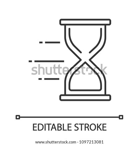 Flying hourglass linear icon. Thin line illustration. Sandglass. Flying time. Contour symbol. Vector isolated outline drawing. Editable stroke