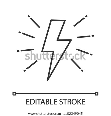 Lightning bolt linear icon. Thin line illustration. Electricity sign. Speed and power contour symbol. Vector isolated outline drawing. Editable stroke