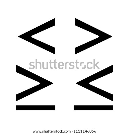Math symbols glyph icon. Is less, greater or equal than signs. Silhouette symbol. Negative space. Vector isolated illustration