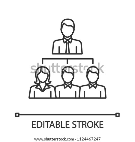 Leadership linear icon. Boss. Thin line illustration. Teamwork. Contour symbol. Professional hierarchy. Personnel, staff. Vector isolated outline drawing. Editable stroke