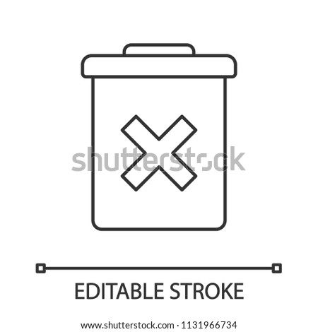 Delete forever button linear icon. Dustbin. Thin line illustration. Garbage can, trashcan. Do not discard. Contour symbol. Vector isolated outline drawing. Editable stroke