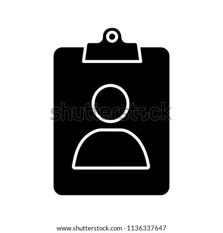 Assignment Ind glyph icon. CV. User information. Profile. Patient card. Silhouette symbol. Negative space. Vector isolated illustration