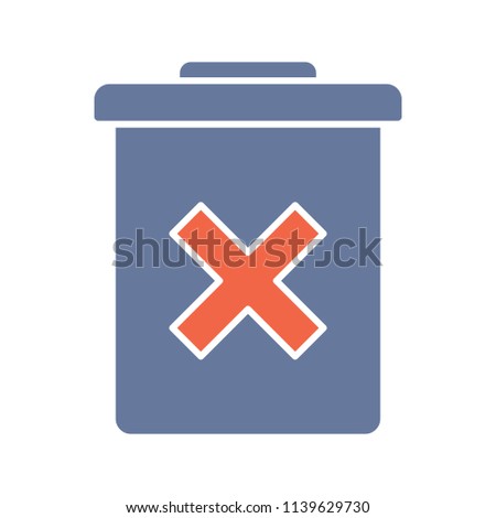 Delete forever button glyph color icon. Dustbin. Garbage can, trashcan. Do not discard. Silhouette symbol on white background with no outline. Negative space. Vector illustration