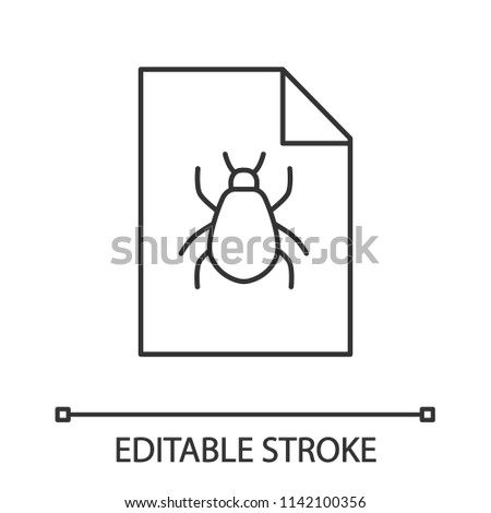 Bug report linear icon. Software errors information. Thin line illustration. Computer viruses statistics. Contour symbol. Vector isolated outline drawing. Editable stroke