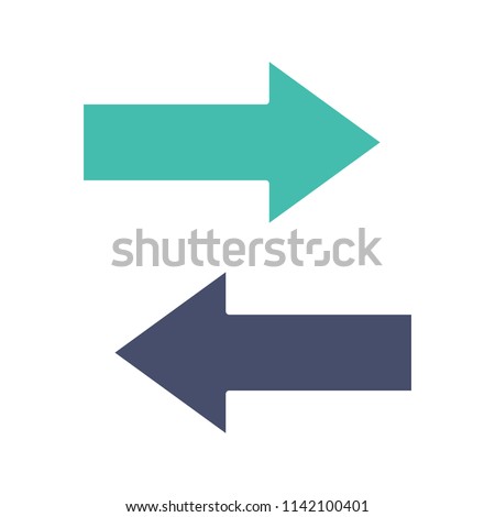 Horizontal swap glyph color icon. Silhouette symbol on white background with no outline. Exchange arrows. Horizontal flip. Negative space. Vector illustration