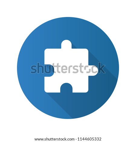 Extension flat design long shadow glyph icon. Puzzle. Vector silhouette illustration