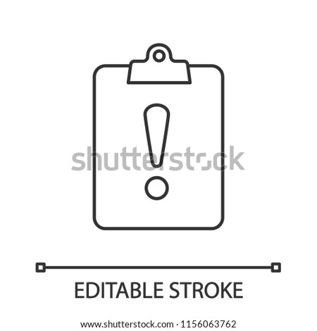 Assignment late linear icon. Thin line illustration. Clipboard with exclamation mark. Contour symbol. Vector isolated outline drawing. Editable stroke