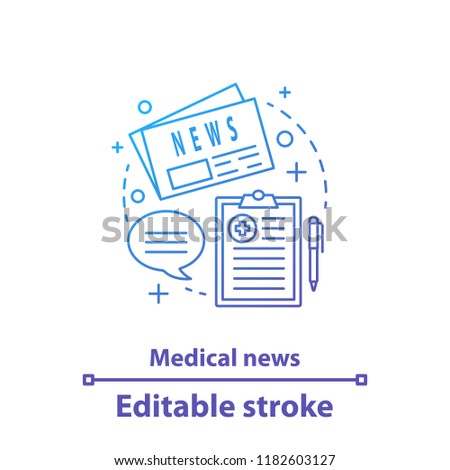 Medical news concept icon. Medical article idea thin line illustration. Scientific publication. Research. Vector isolated outline drawing. Editable stroke