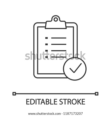Task planning linear icon. Checklist. Test, exam. Thin line illustration. To do list. Project management. Tasks list. Contour symbol. Vector isolated outline drawing. Editable stroke