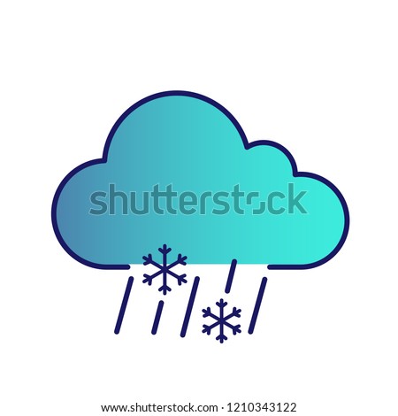 Sleet weather color icon. Wet snow. Mixed snow and rain. Weather forecast. Isolated vector illustration