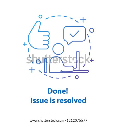 Solved problem concept icon. Resolved issue. Done idea thin line illustration. Successfully completed. Vector isolated outline drawing Сток-фото © 
