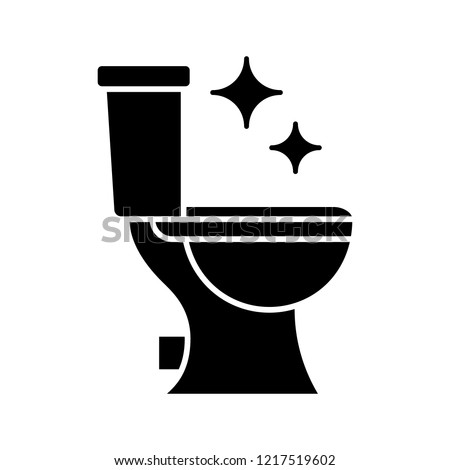 Toilet cleaning glyph icon. Silhouette symbol. Bathroom cleaning. Negative space. Vector isolated illustration