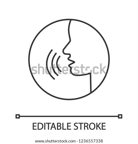 Pronunciation linear icon. Phonetic spelling. Thin line illustration. Speech recognition. Speaking. Basic language skill. Voice control. Contour vector isolated drawing. Editable stroke