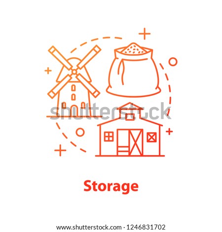 Wheat storage and mill concept icon. Grain elevator idea thin line illustration. Agricultural industry. Farming. Vector isolated outline drawing