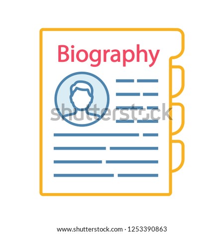 Personnel file color icon. Personal data. HR document. Professional bio. Staff member document. Biography. Isolated vector illustration